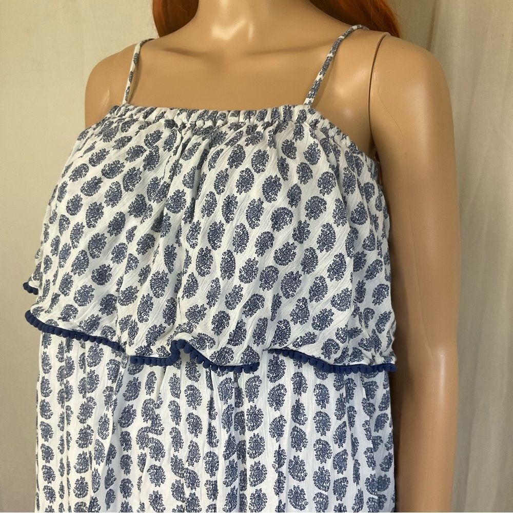 Polo Ralph Lauren white blue paisley print ruffle midi flowy dress plus size 16 - Picture 9 of 13